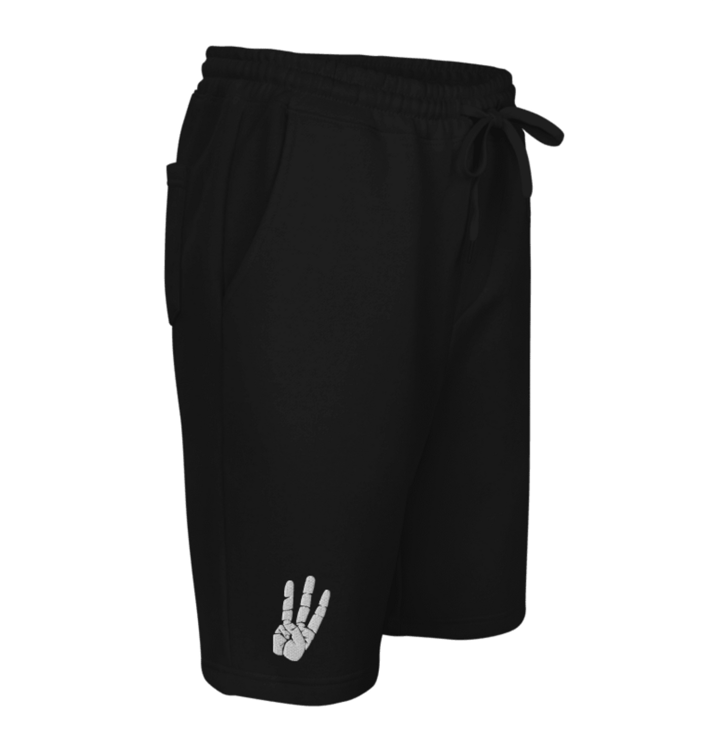 Black Embroidered fleece shorts