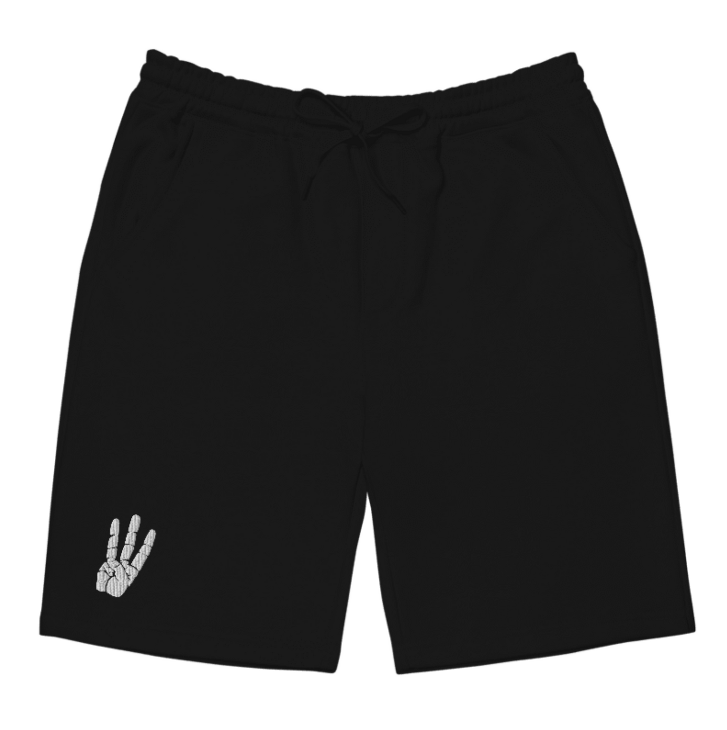 Black Embroidered fleece shorts