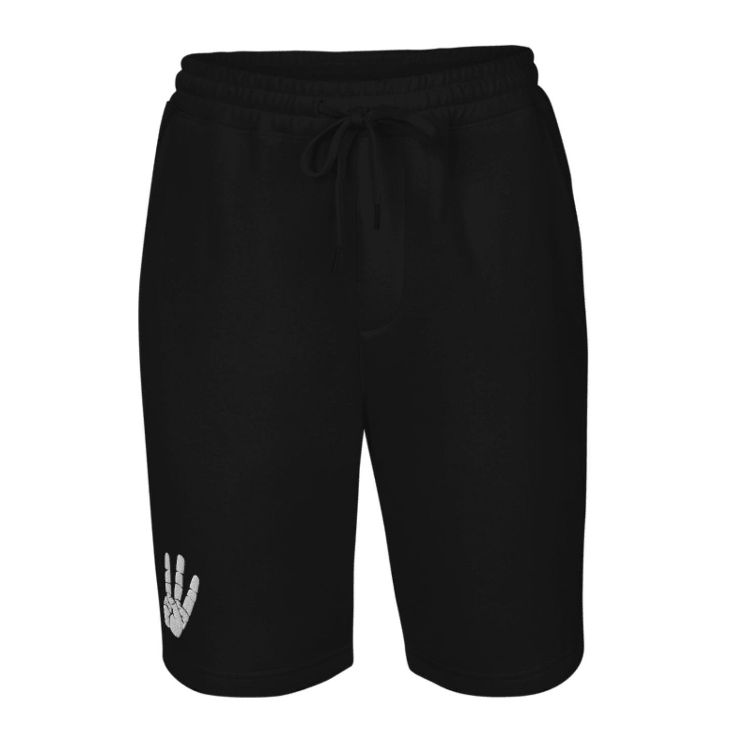 Black Embroidered fleece shorts