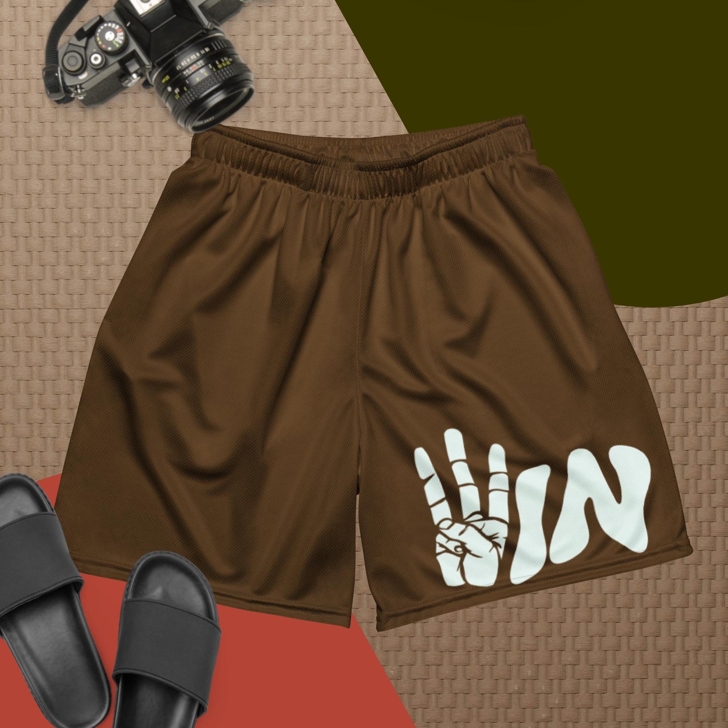 Brown Unisex WIN shorts