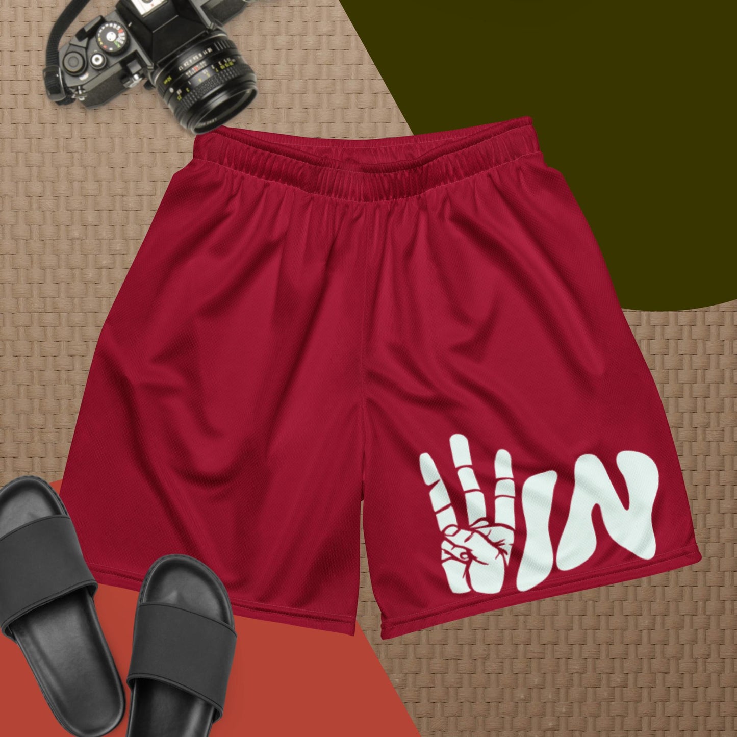 Red Unisex WIN shorts