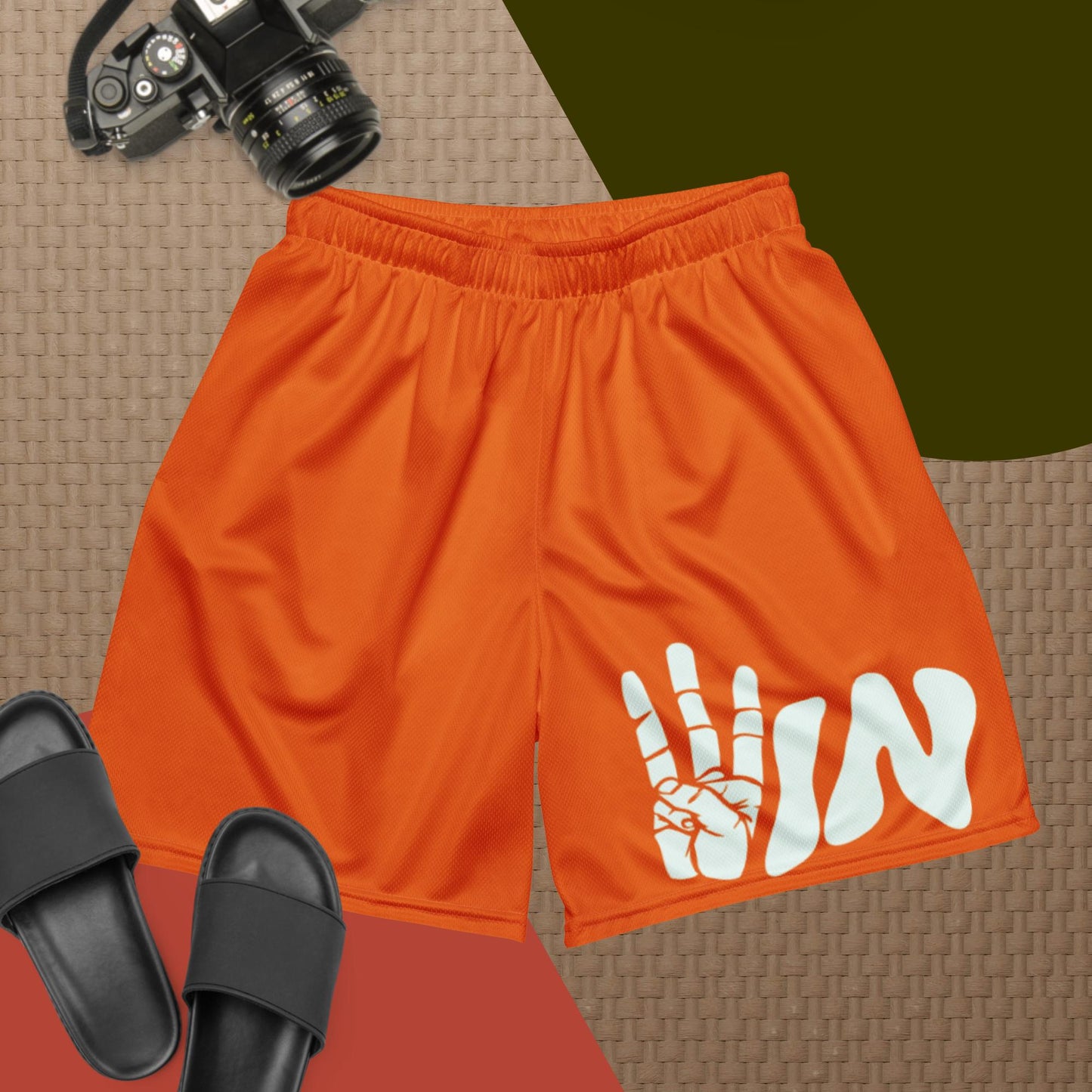 Orange Unisex mesh shorts