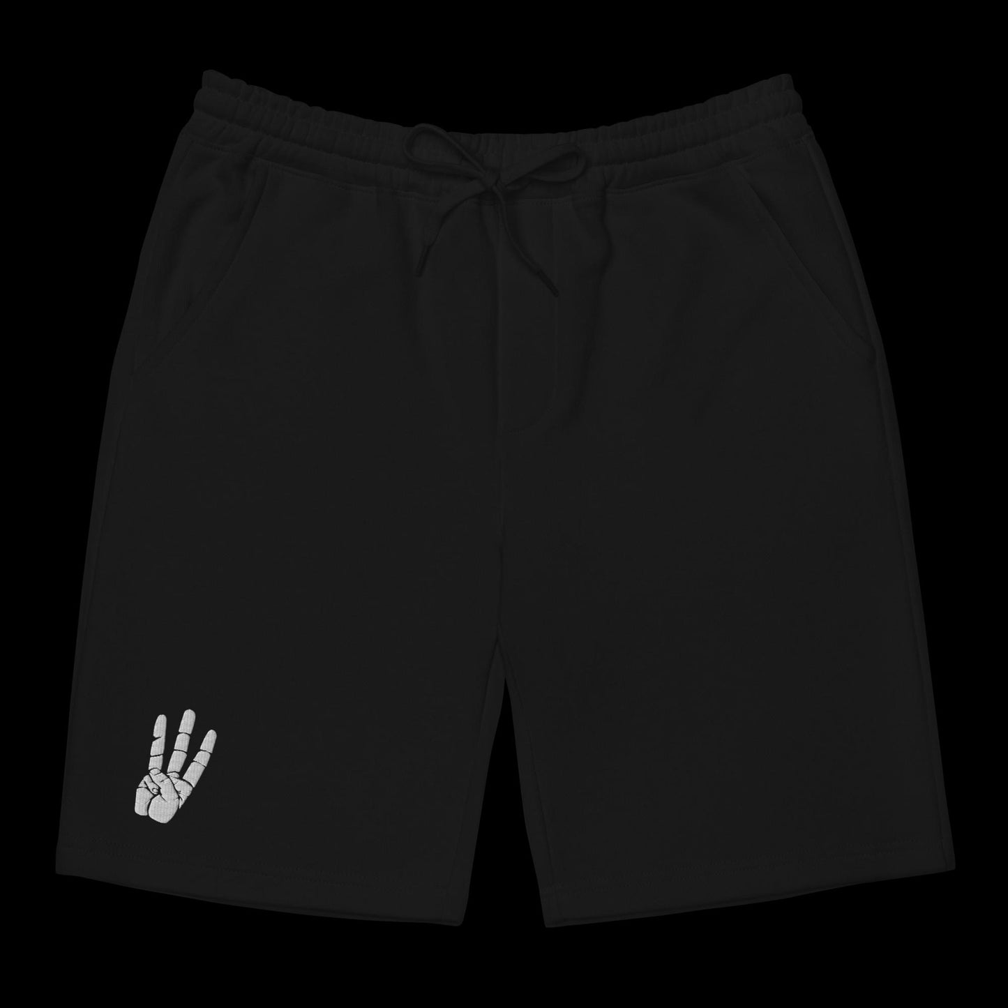 Black Embroidered fleece shorts