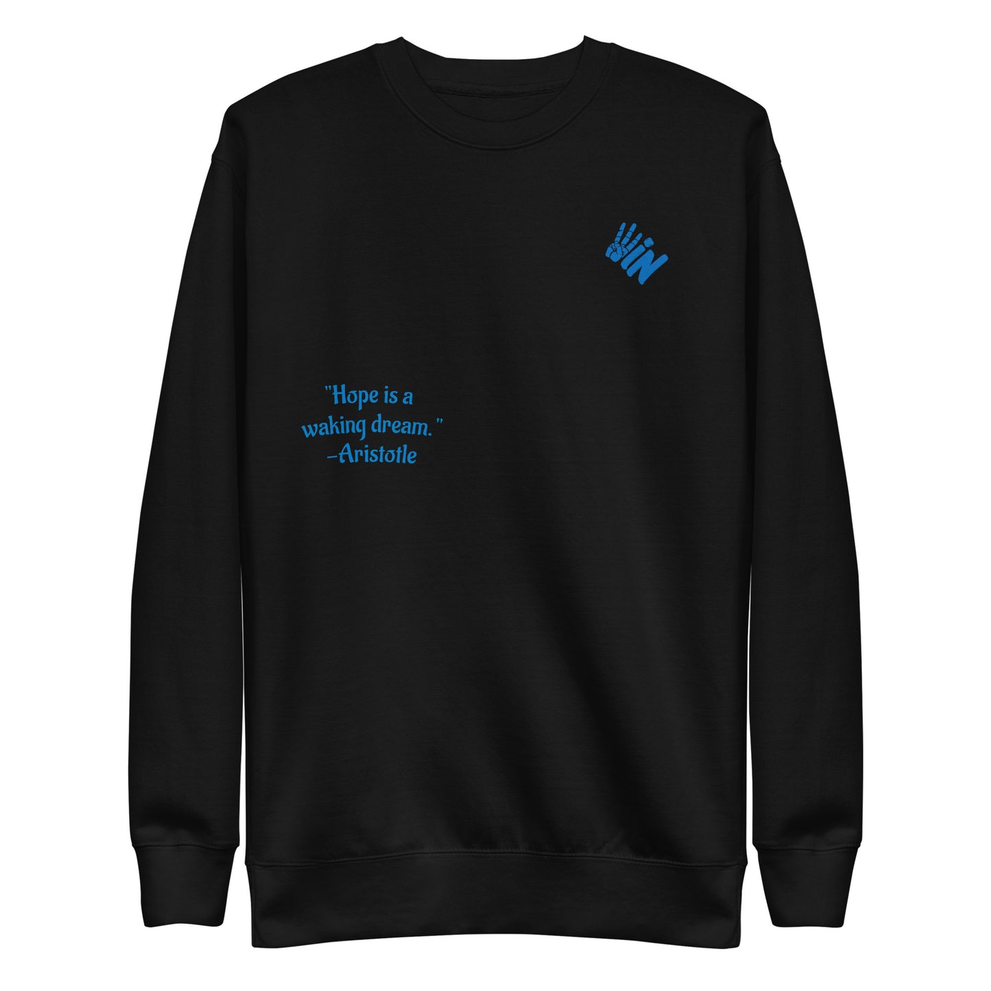 Unisex Premium Sweatshirt Blue Jersey with a Aristotle quote