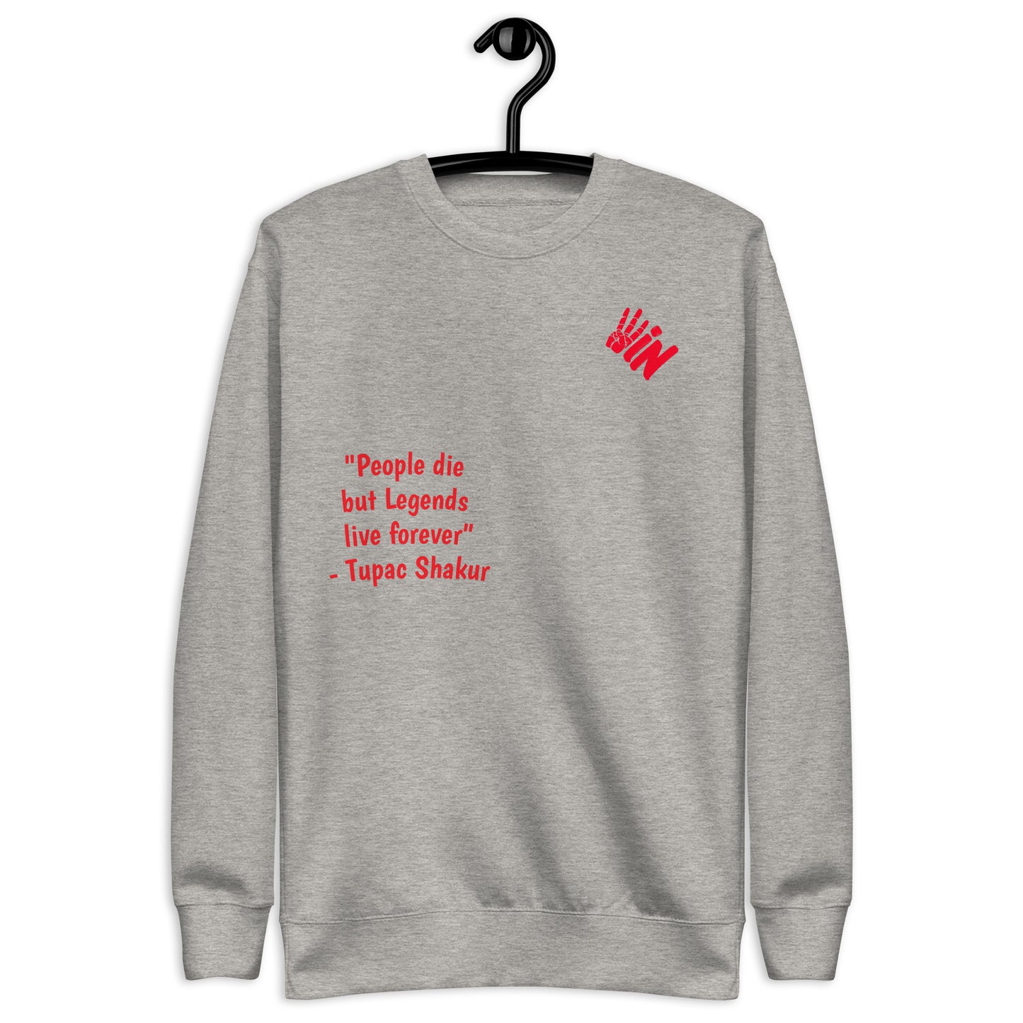 Unisex Premium Sweatshirt Red Jersey with Tupac Quote