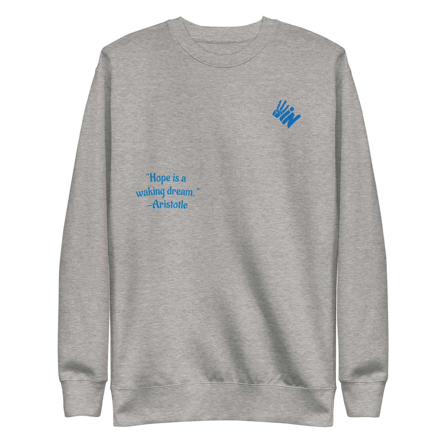 Unisex Premium Sweatshirt Blue Jersey with a Aristotle quote