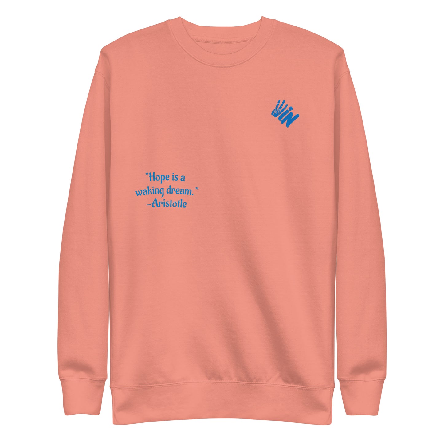 Unisex Premium Sweatshirt Blue Jersey with a Aristotle quote