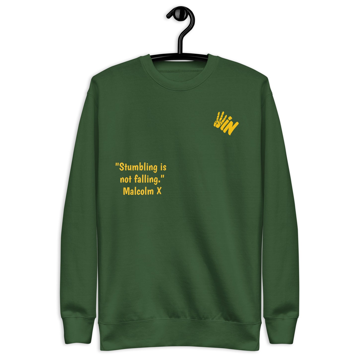 Green Unisex Premium Sweatshirt With Jersey Number and Malcolm X Quote