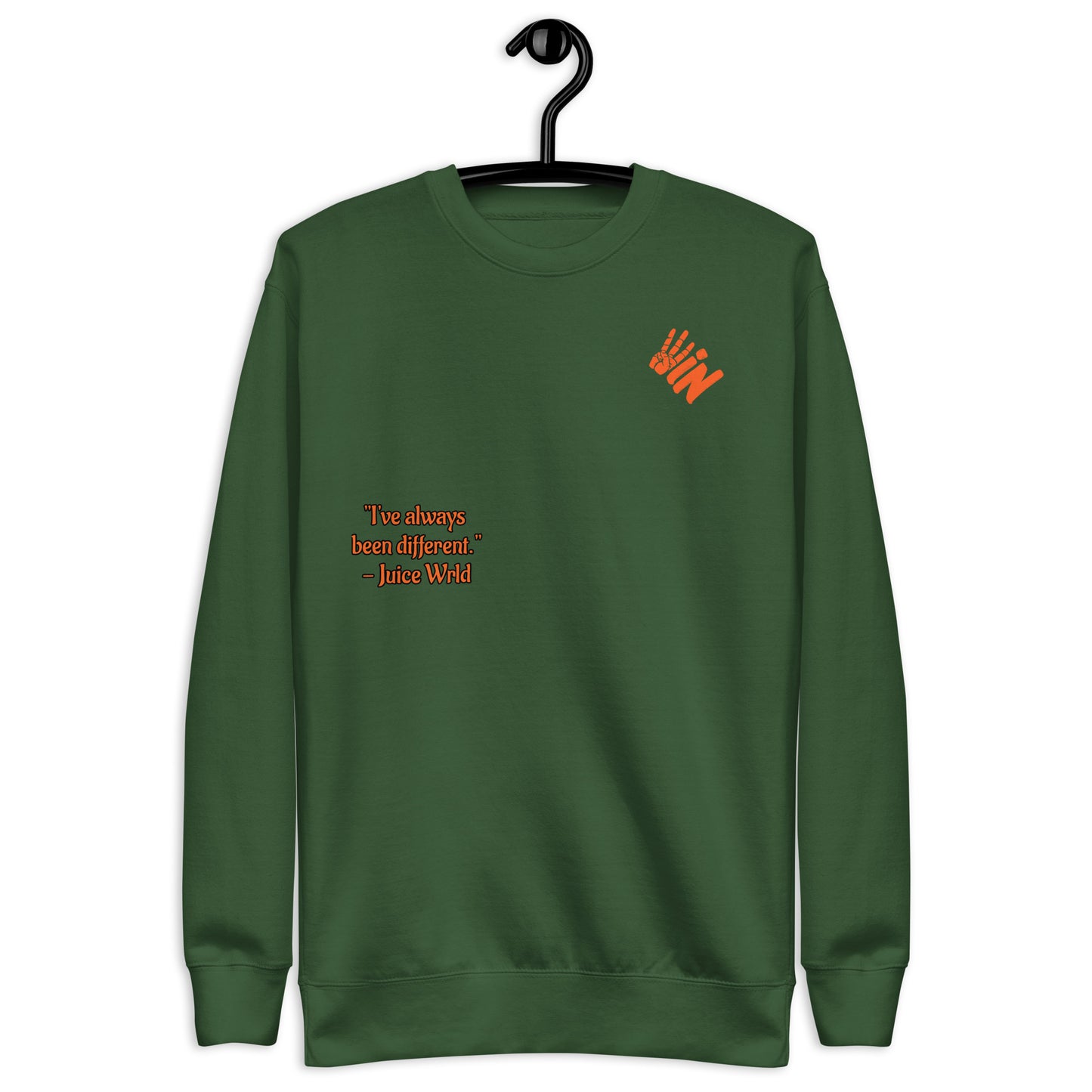 Premium Sweatshirt Orange Jersey with an Juice Wrld Quote