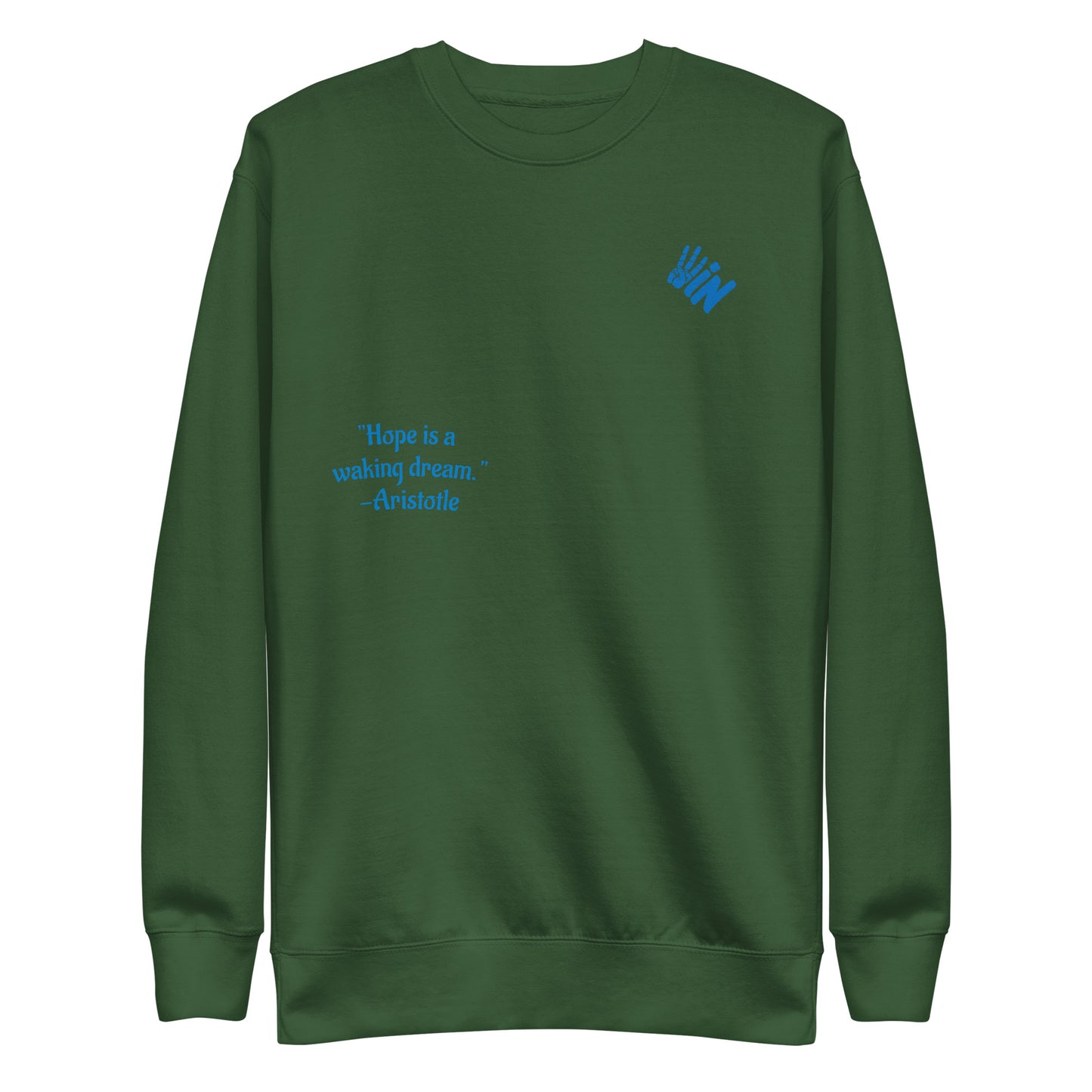 Unisex Premium Sweatshirt Blue Jersey with a Aristotle quote