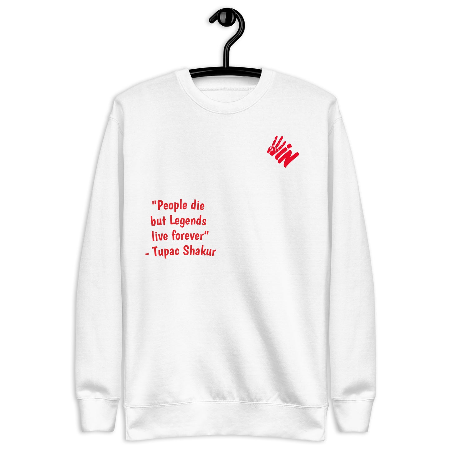 Unisex Premium Sweatshirt Red Jersey with Tupac Quote