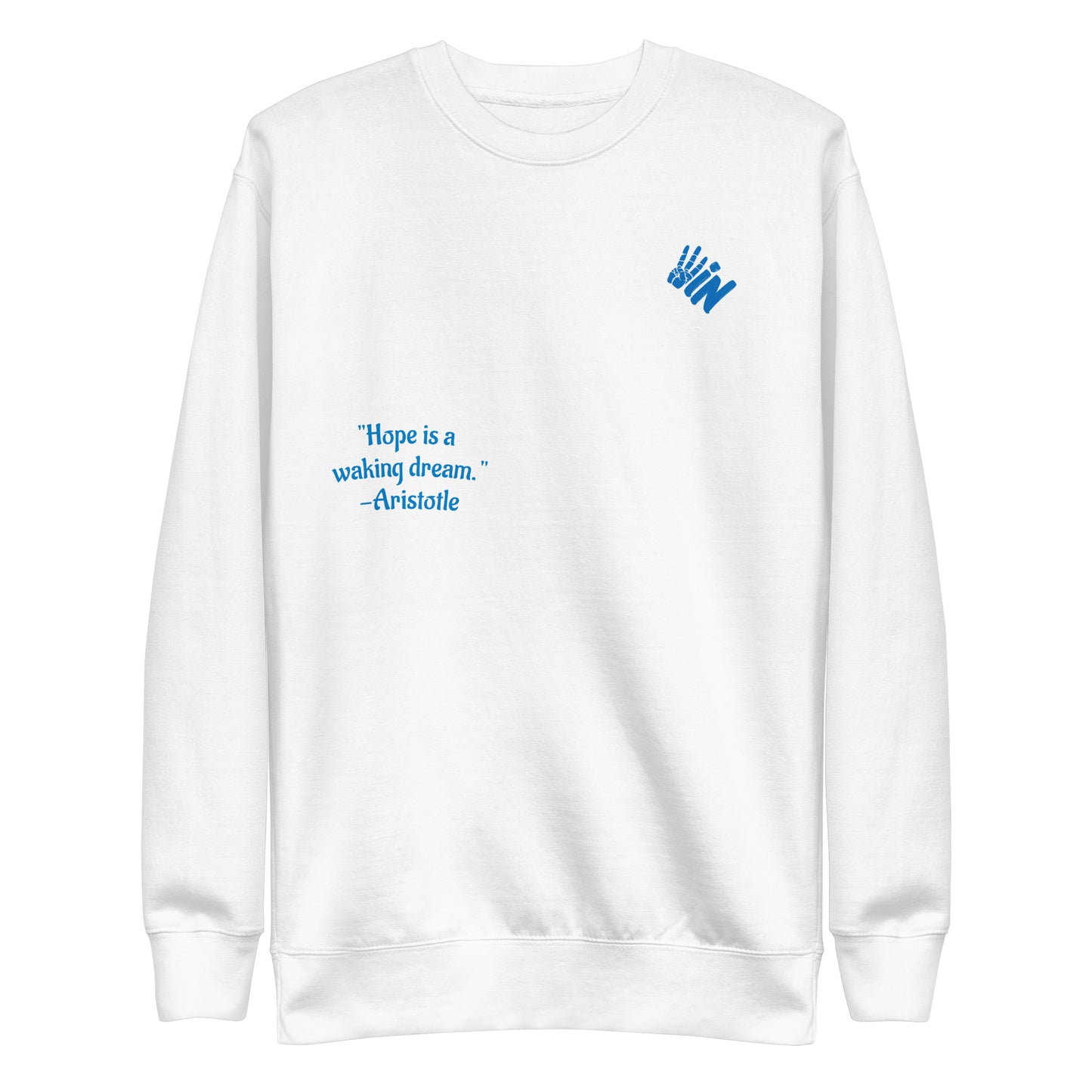 Unisex Premium Sweatshirt Blue Jersey with a Aristotle quote